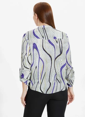 Selen Hakim Yaka Desenli Mor Kadın Bluz 24YSL8799-BB