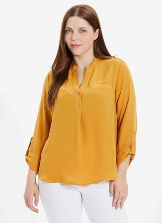 Selen Hakim Yaka Düz Sarı Kadın Bluz 24YSL8785-BB
