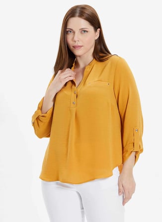 Selen Hakim Yaka Düz Sarı Kadın Bluz 24YSL8785-BB