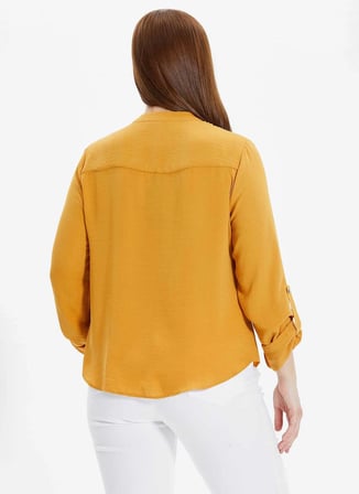 Selen Hakim Yaka Düz Sarı Kadın Bluz 24YSL8785-BB