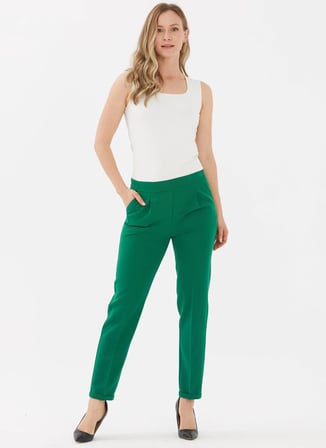 Selen Normal Bel Standart Yeşil Kadın Pantolon 24YSL5190