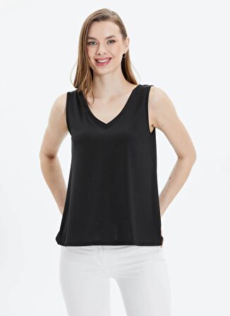 Selen V Yaka Düz Siyah Kadın Bluz 24YSL8780