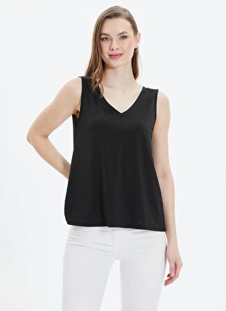 Selen V Yaka Düz Siyah Kadın Bluz 24YSL8780