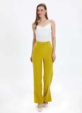 Selen Normal Bel Standart Sarı Kadın Pantolon 24YSL5141