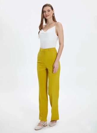 Selen Normal Bel Standart Sarı Kadın Pantolon 24YSL5141