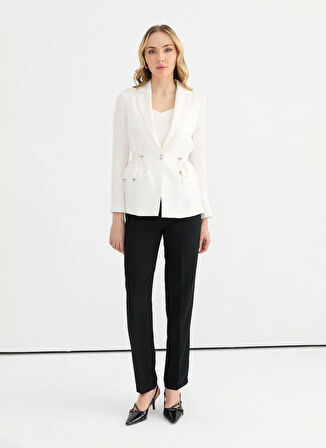Selen Standart Ekru Kadın Ceket 25YSL1445