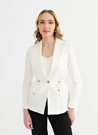 Selen Standart Ekru Kadın Ceket 25YSL1445