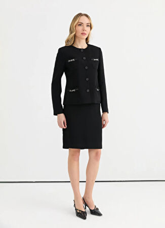 Selen Standart Siyah Kadın Ceket 25YSL1450