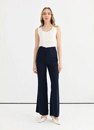 Selen Normal Bel Standart Lacivert Kadın Pantolon 25YSL5346