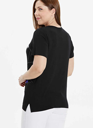 Selen O Yaka Taşlı Siyah Kadın Bluz 25YSL8055-BB
