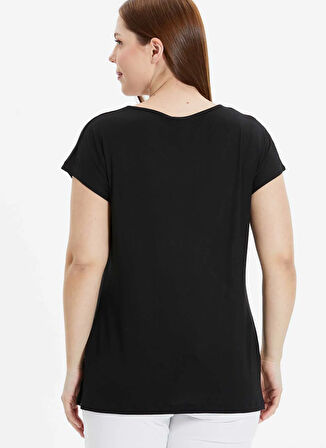 Selen O Yaka Taşlı Siyah Kadın Bluz 25YSL8058-BB