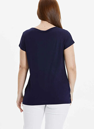 Selen O Yaka Taşlı Lacivert Kadın Bluz 25YSL8058-BB