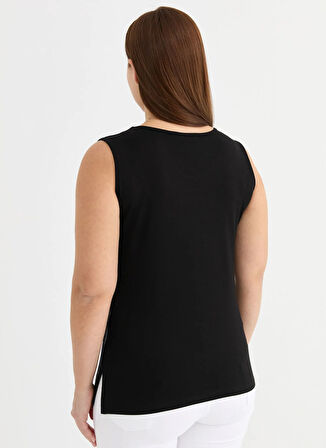 Selen Bisiklet Yaka Varaklı Siyah Kadın Bluz 25YSL8086-BB