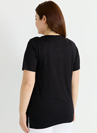 Selen O Yaka Taşlı Siyah Kadın Bluz 25YSL8088-BB