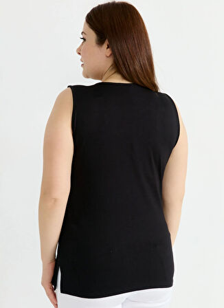Selen V Yaka Çizgili Siyah Kadın Bluz 25YSL8089