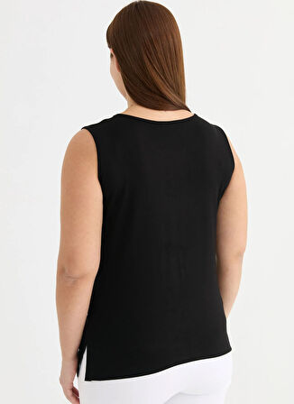 Selen Yuvarlak Yaka Baskılı Siyah Kadın Bluz 25YSL8090-BB