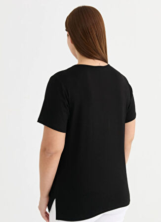 Selen V Yaka Taşlı Siyah Kadın Bluz 25YSL8092