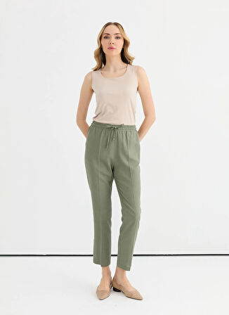 Selen Normal Bel Standart Haki Kadın Pantolon 25YSL5357