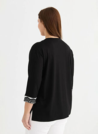 Selen V Yaka Dantel Siyah Kadın Bluz 25YSL8074-BB