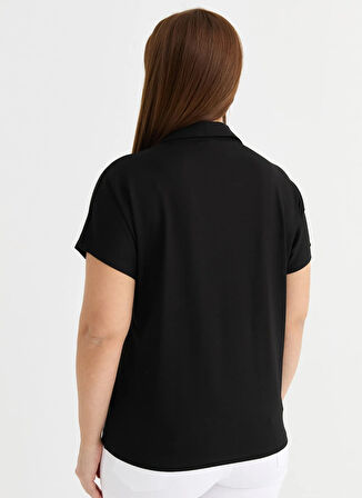 Selen Gömlek Yaka Payetli Siyah Kadın Bluz 25YSL8076-BB