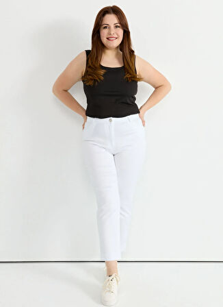 Selen Normal Bel Normal Beyaz Kadın Pantolon 25YSL5387-BB