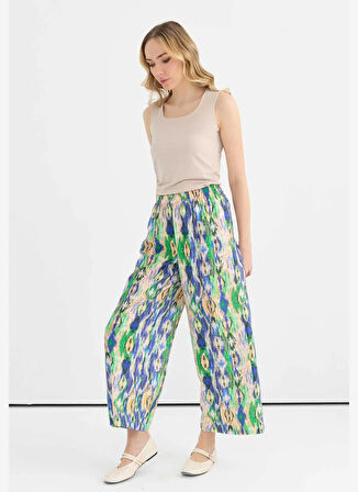 Selen Normal Bel Standart Yeşil Kadın Pantolon 25YSL5375