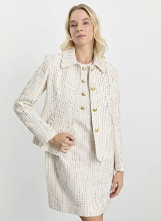 Selen Standart Ekru Kadın Ceket 25KSL1533