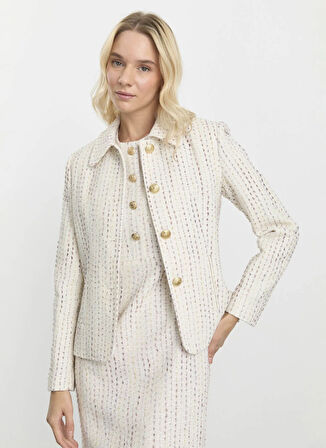 Selen Standart Ekru Kadın Ceket 25KSL1533