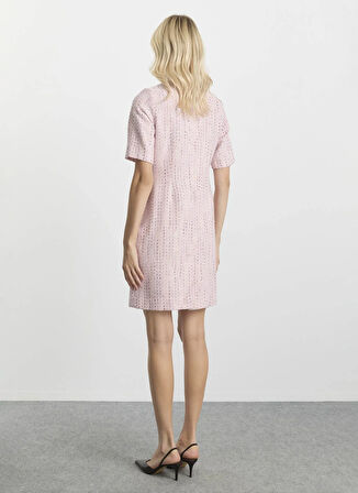 Selen O Yaka Simli Pembe Standart Kadın Elbise 25KSL7700