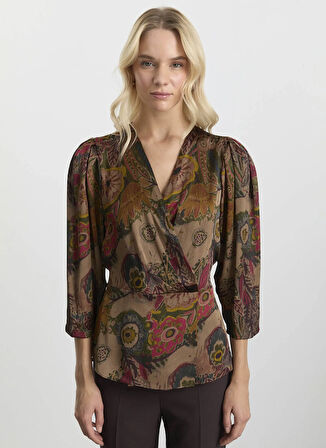 Selen Kruvaze Yaka Emprime Vizon Kadın Bluz 25KSL8201