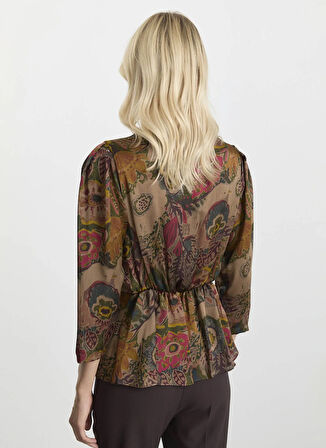 Selen Kruvaze Yaka Emprime Vizon Kadın Bluz 25KSL8201