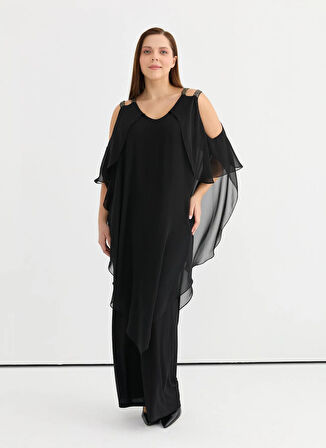 Selen Taşlı Siyah Kadın Tulum 25YSL7648-BB