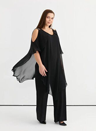 Selen Taşlı Siyah Kadın Tulum 25YSL7648-BB