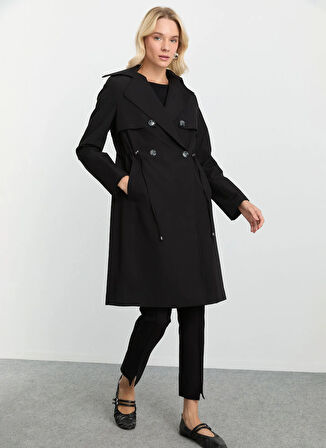 Selen Siyah Kadın Trençkot 25KSL9511