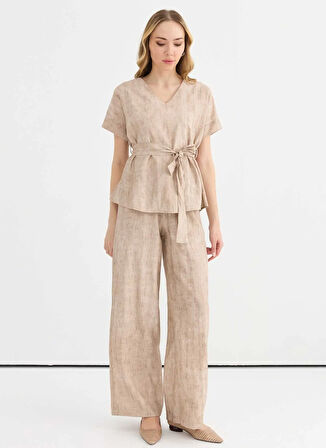 Selen Normal Bel Standart Bej Kadın Pantolon 25YSL5396