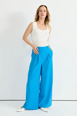 Selen Normal Bel Standart Mavi Kadın Pantolon 25YSL5356