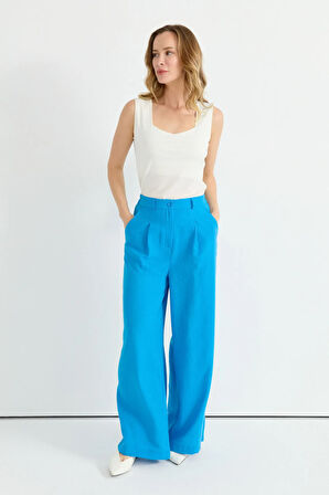 Selen Normal Bel Standart Mavi Kadın Pantolon 25YSL5356