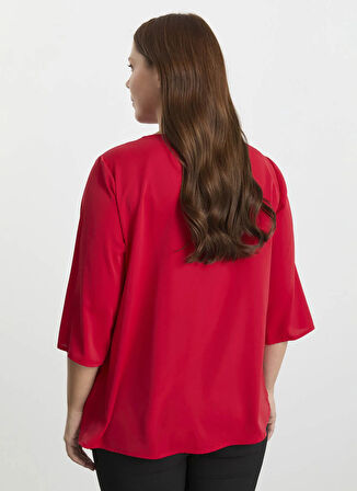Selen O Yaka Düz Kırmızı Kadın Bluz 25KSL8204