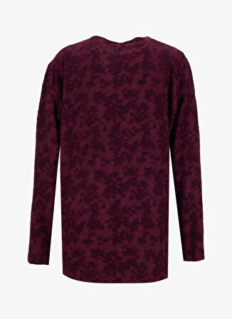 Selen Bisiklet Yaka Desenli Bordo Kadın Bluz 25KSL8209