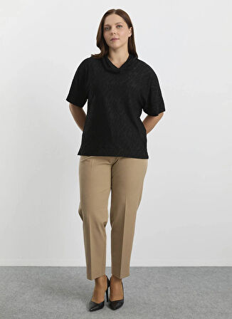 Selen Degaje Yaka Baskılı Siyah Kadın Bluz 25KSL8216