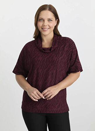 Selen Degaje Yaka Baskılı Bordo Kadın Bluz 25KSL8216