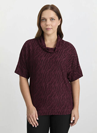 Selen Degaje Yaka Baskılı Bordo Kadın Bluz 25KSL8216