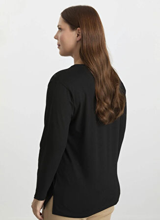 Selen Bisiklet Yaka Taşlı Siyah Kadın Bluz 25KSL8211