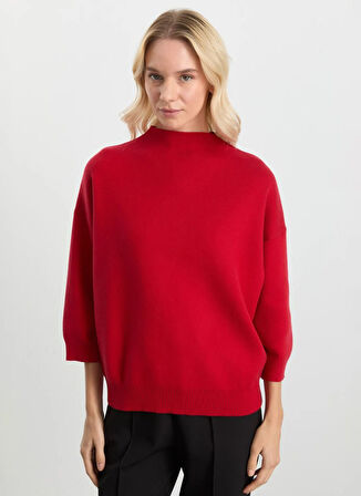 Selen Dik Yaka Düz Kırmızı Kadın Bluz 25KSL8215