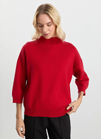 Selen Dik Yaka Düz Kırmızı Kadın Bluz 25KSL8215