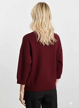 Selen Dik Yaka Düz Bordo Kadın Bluz 25KSL8215