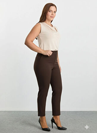 Selen Normal Bel Normal Kahve Kadın Pantolon 25KSL5461