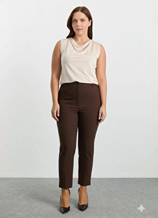 Selen Normal Bel Normal Kahve Kadın Pantolon 25KSL5461