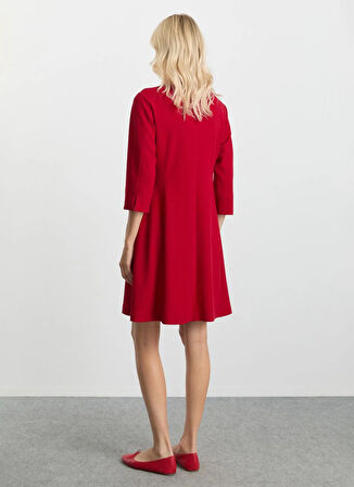 Selen Polo Yaka Düz Kırmızı Standart Kadın Elbise 25KSL7708