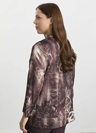 Selen Hakim Yaka Leopar Desenli Kahve Kadın Bluz 25KSL8224